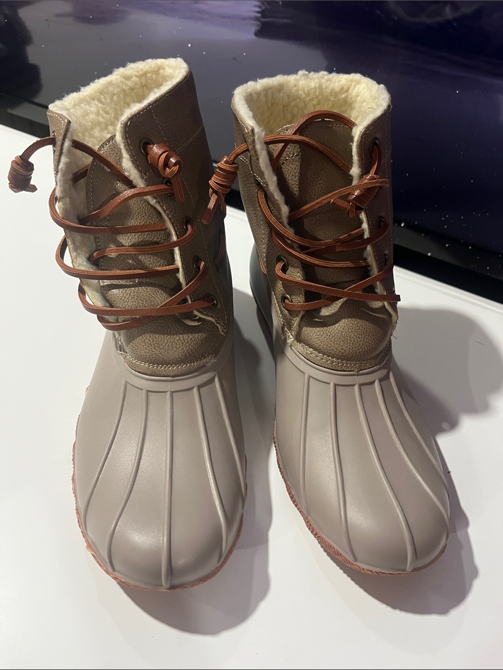 Women’s Taupe Waterproof Winter Lace-Up Boots